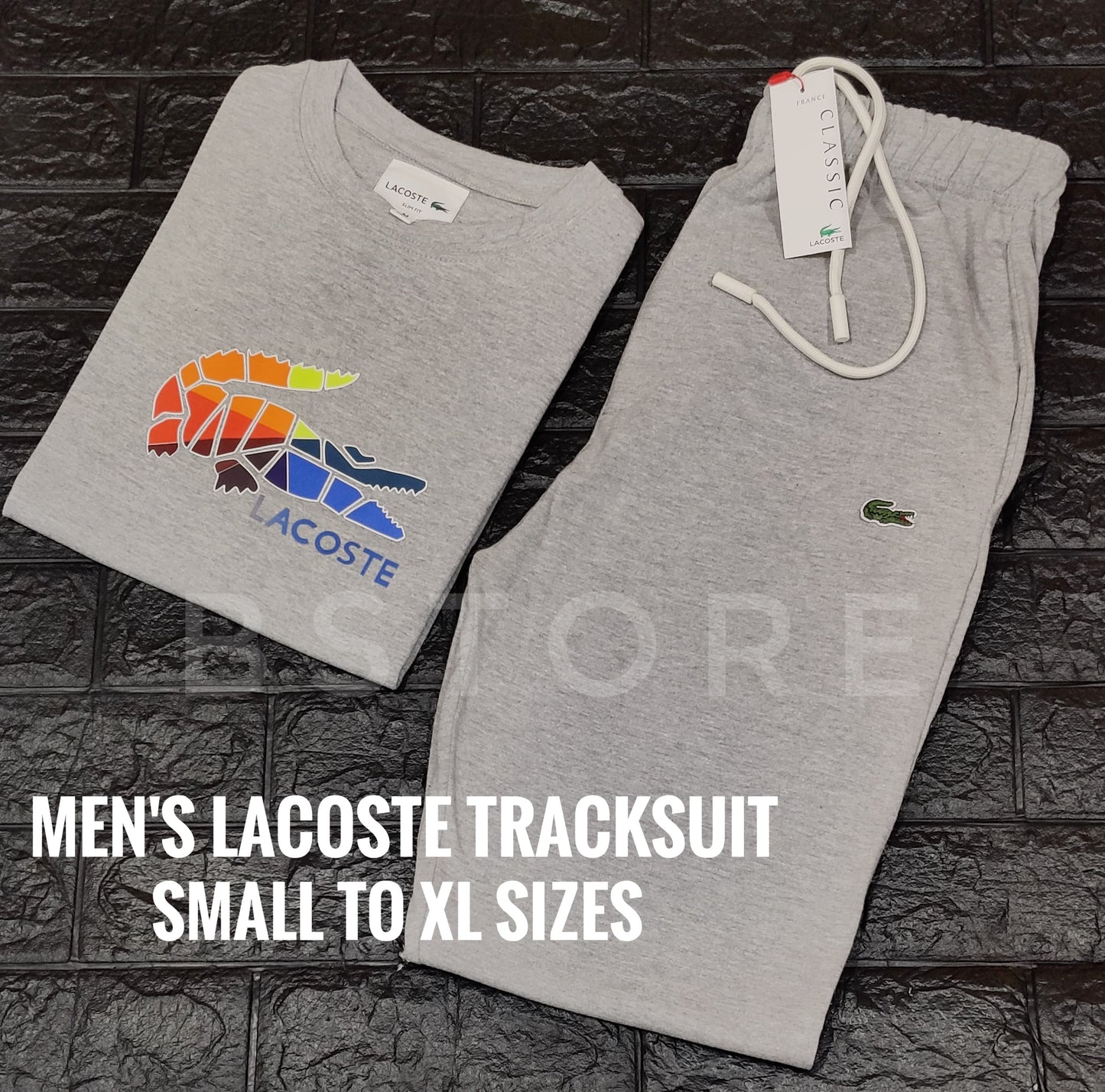 Lacoste Colored Crocodile Trouser Set - Gray