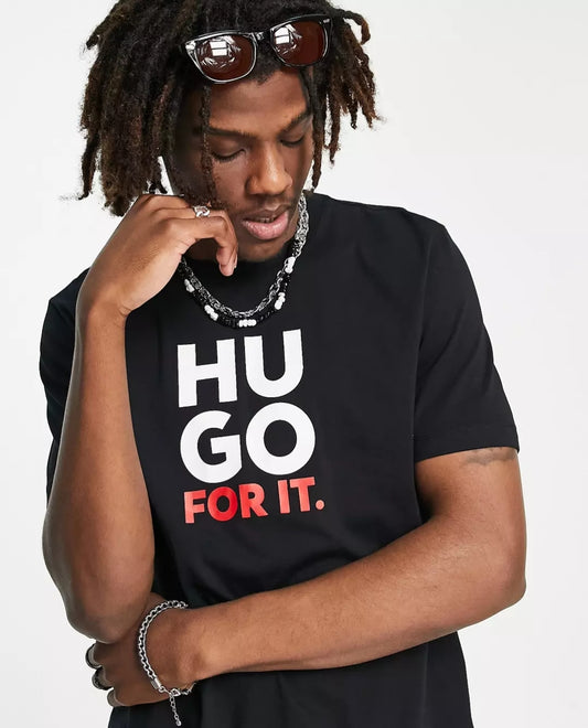Hugo For It Slogan Tee - Black