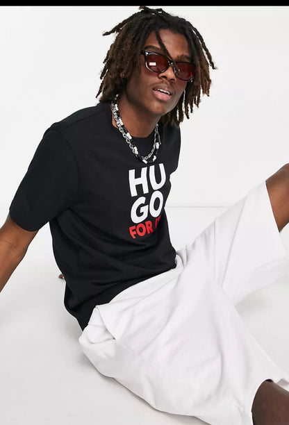 Hugo For It Slogan Tee - Black