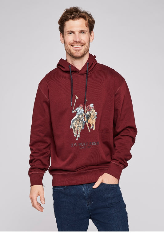 Us Polo Elaf Dual Pony Fleece Hoodie - Burgendy