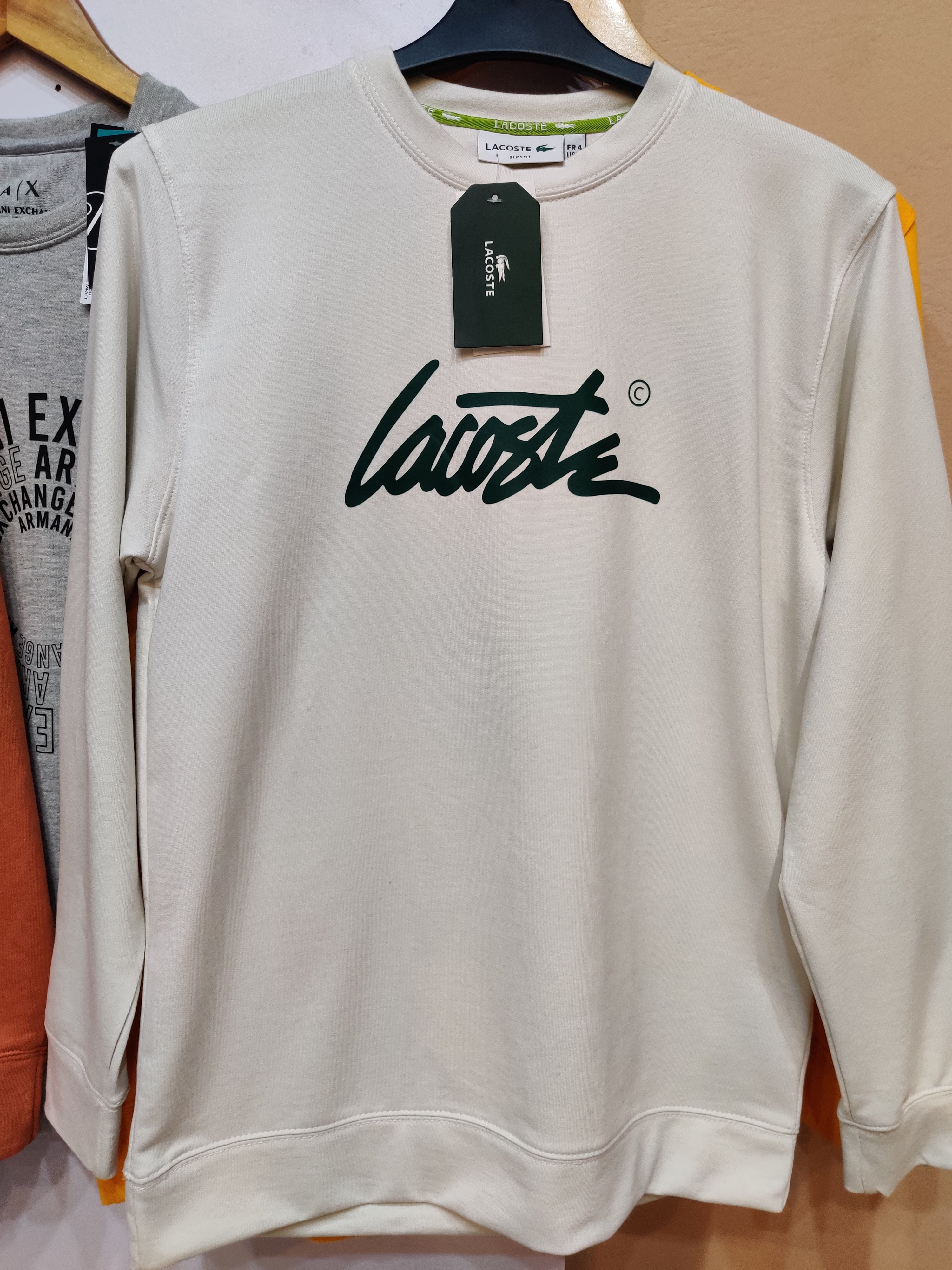 Lacoste Signature Sweatshirt Cream White Brand Store