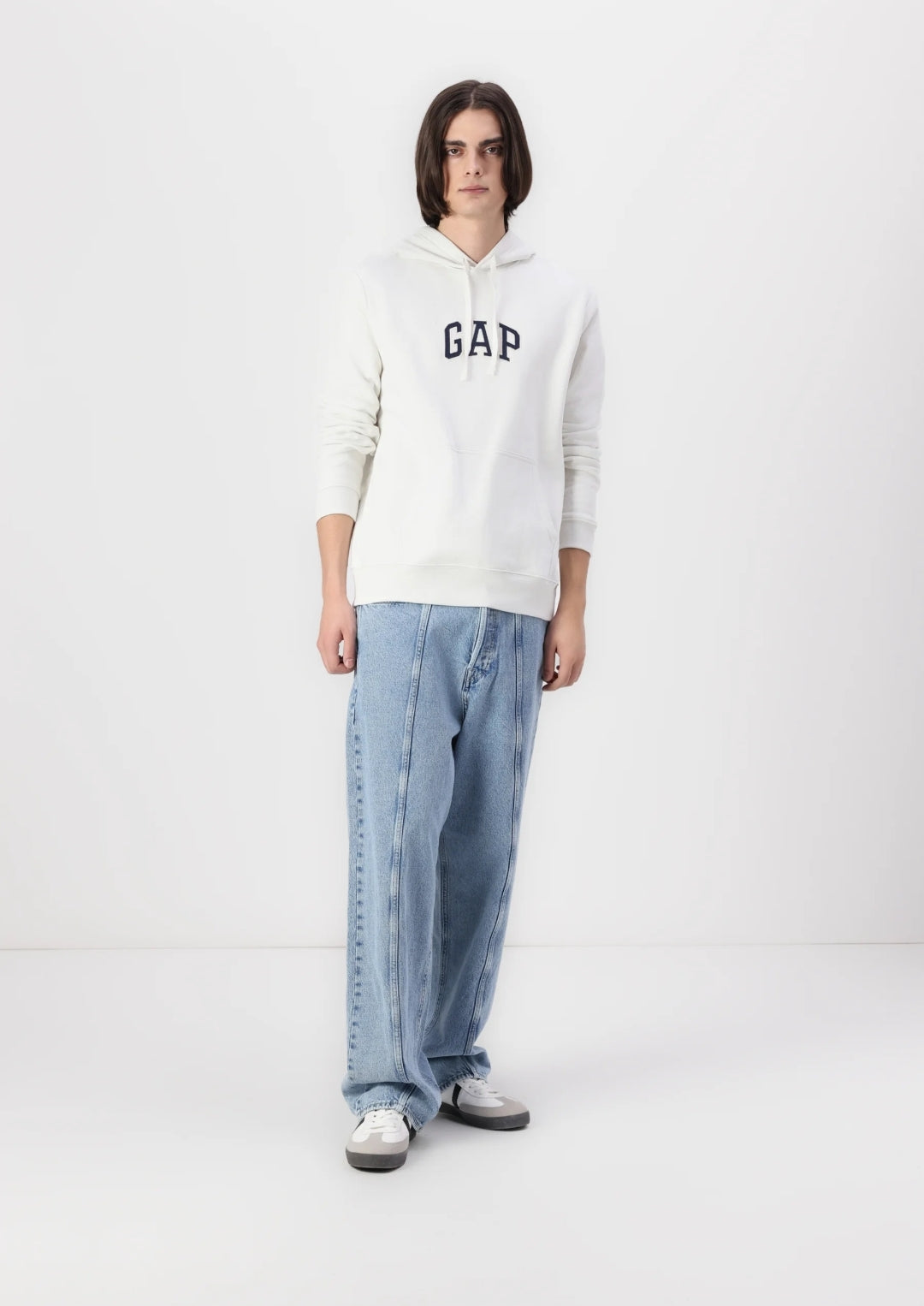 Gap Mid Logo Pullover Hoodie- White