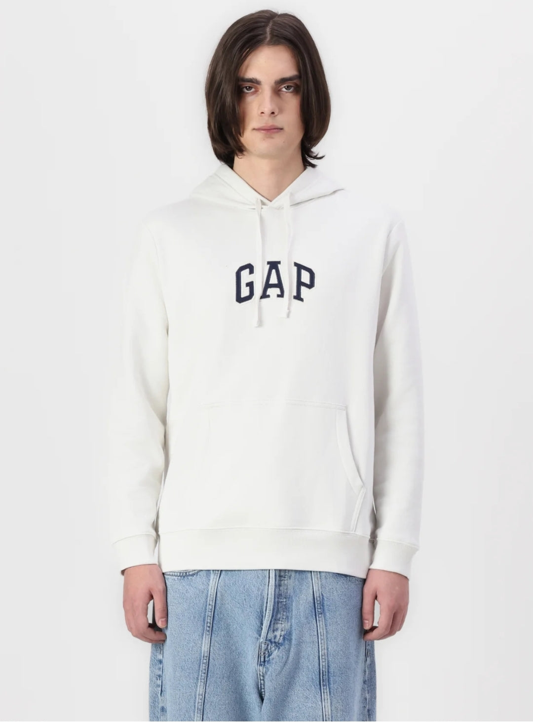 Gap Mid Logo Pullover Hoodie- White