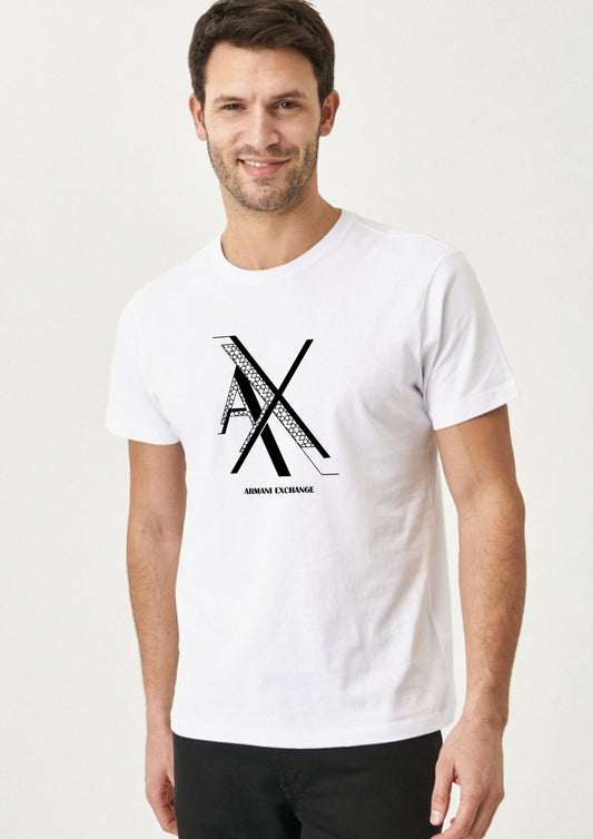 AX Geometric Logo Tee - White