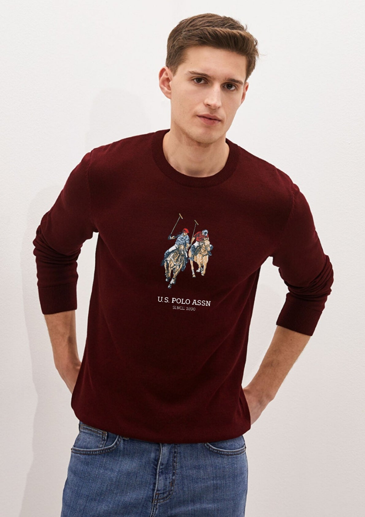 USPA Dual Pony Sweatshirt - Burgendy