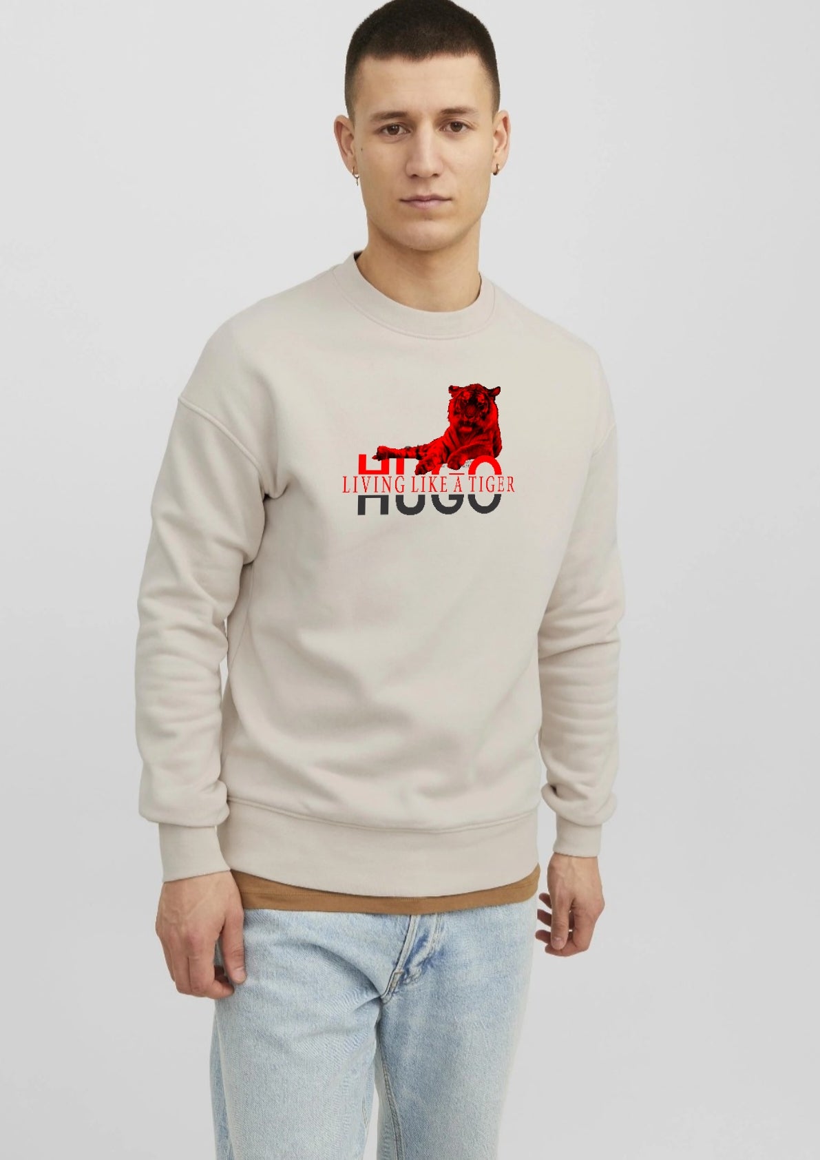 Hugo Lion Graphic Sweatshirt - Biege