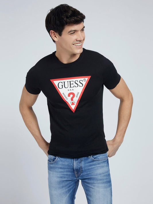 Guess Triangle Vintage Logo Tee - Black