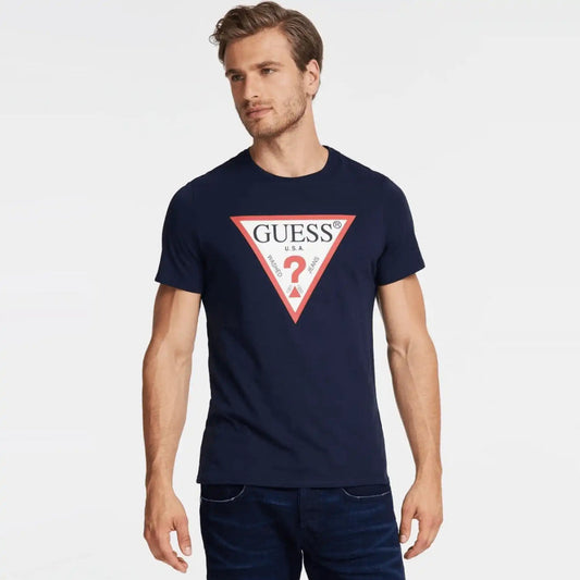 Guess Triangle Vintage Logo Tee - Navy