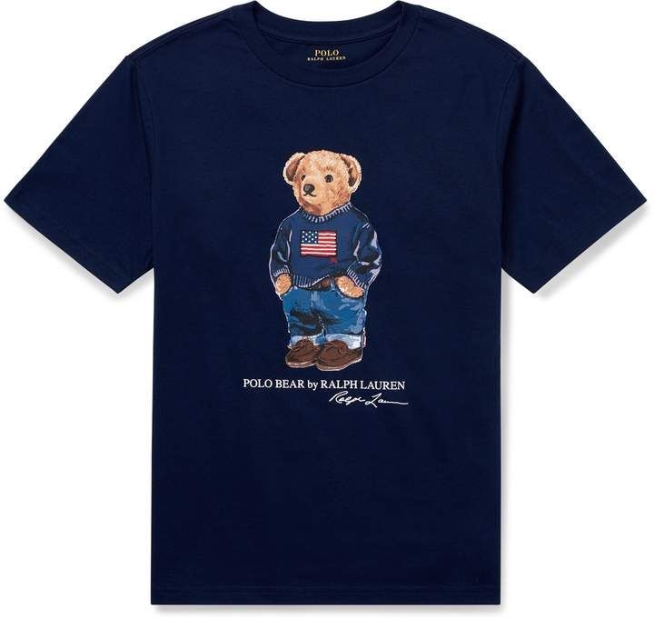 Boys Polo Bear Flag Shirt - Blue